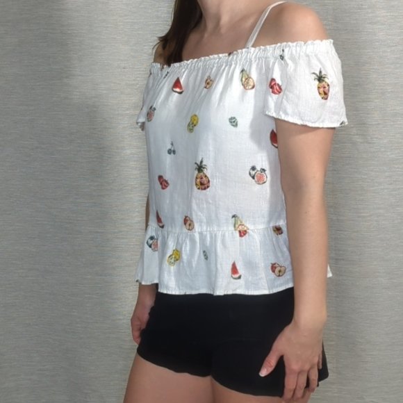 Zara Fruit Pattern Off the Shoulder top - Picture 3 of 7